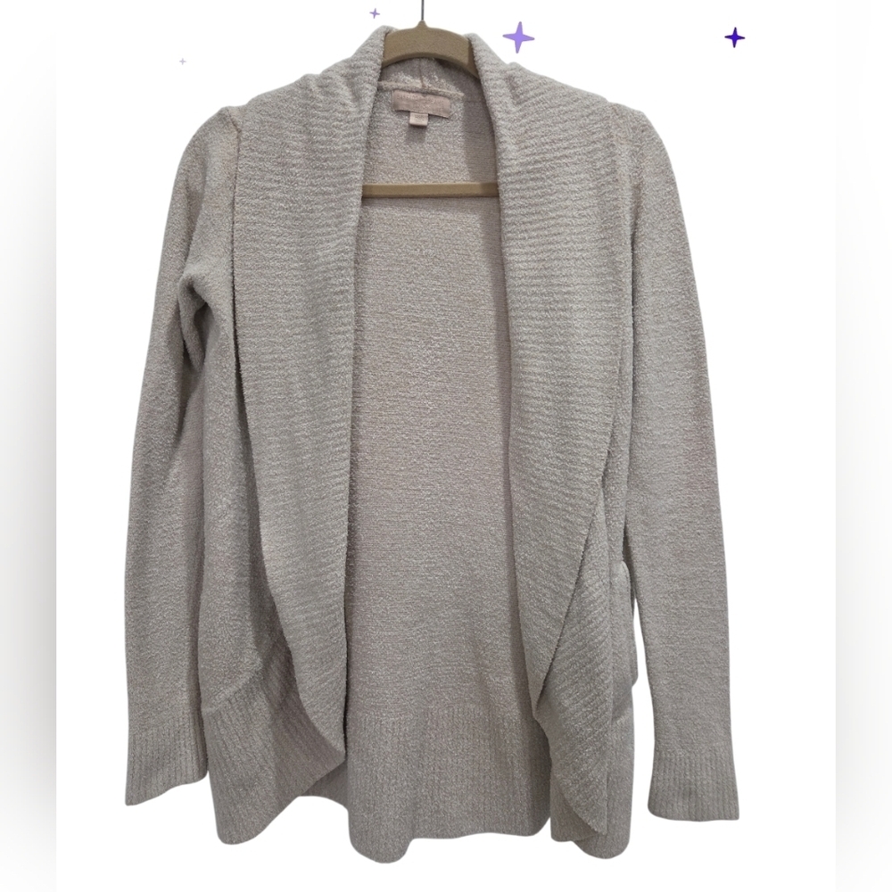 Barefoot Dreams Cozy Chic Lite Tan Open Front Cardigan, XS